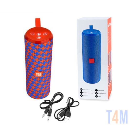 COLUNA BLUETOOTH T&G TG-126 FM/TF/AUX/DISCO U/CHAMADAS MÃOS LIVRES AZUL VERMELHO